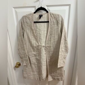 Eileen Fisher organic linen and cotton blend open-front cardigan or jacket